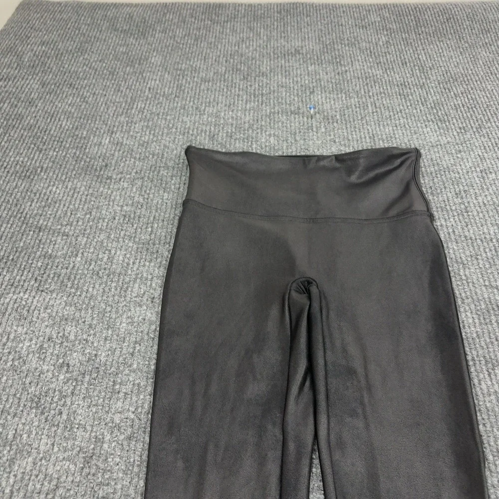 Spanx Leggings Womens L Black Faux Leather High Waisted Compression Chic